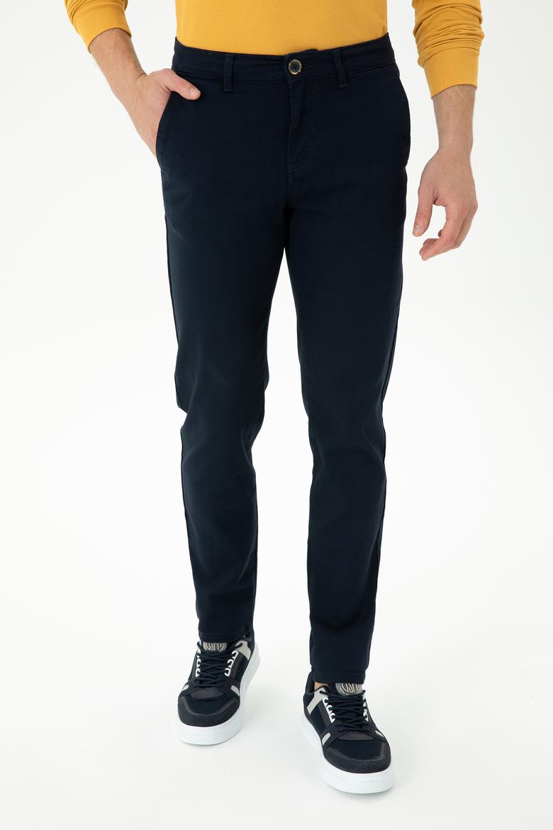 Erkek Slim Fit Lacivert Kanvas Pantolon - 50271467162