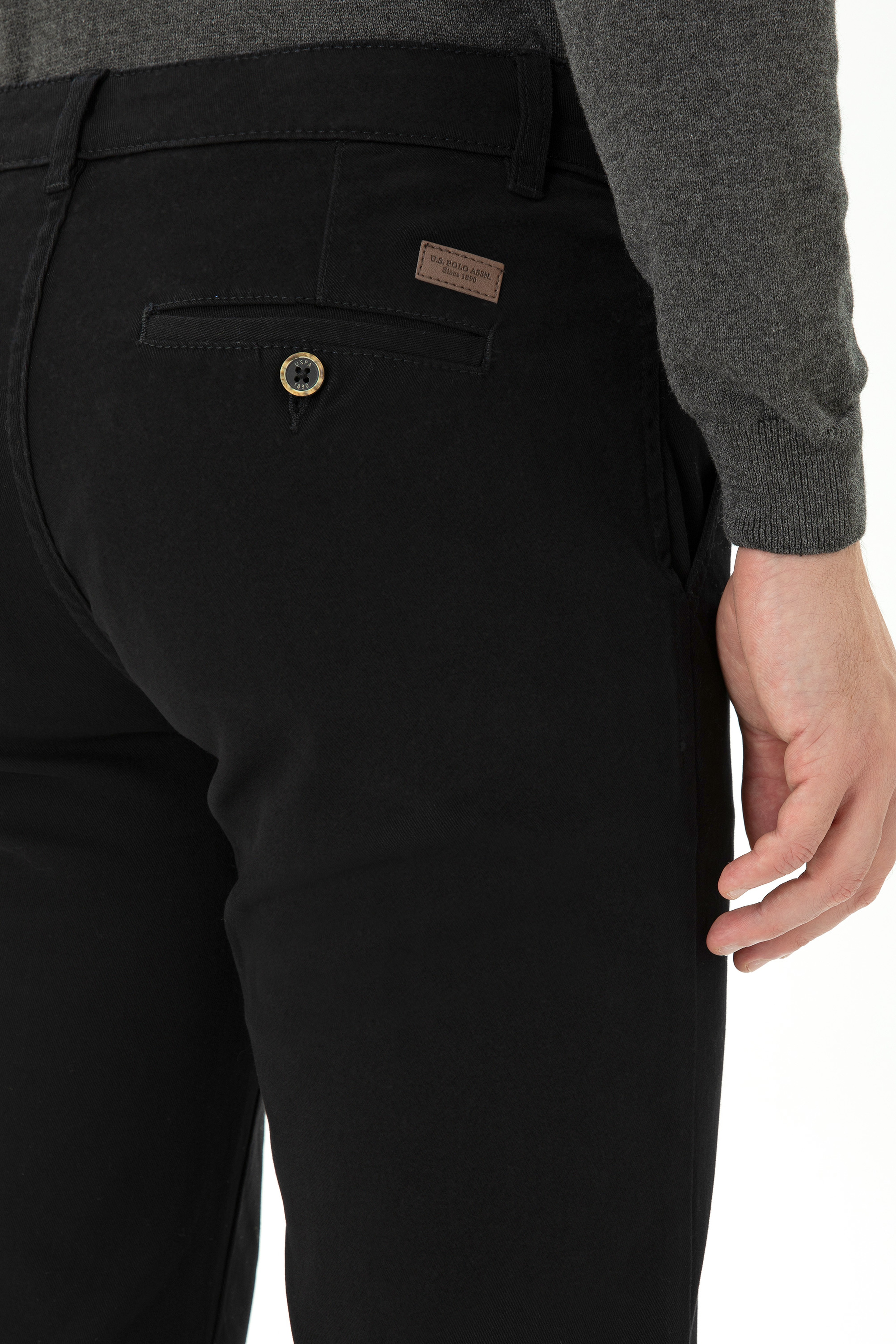 Erkek Slim Fit Siyah Kanvas Pantolon