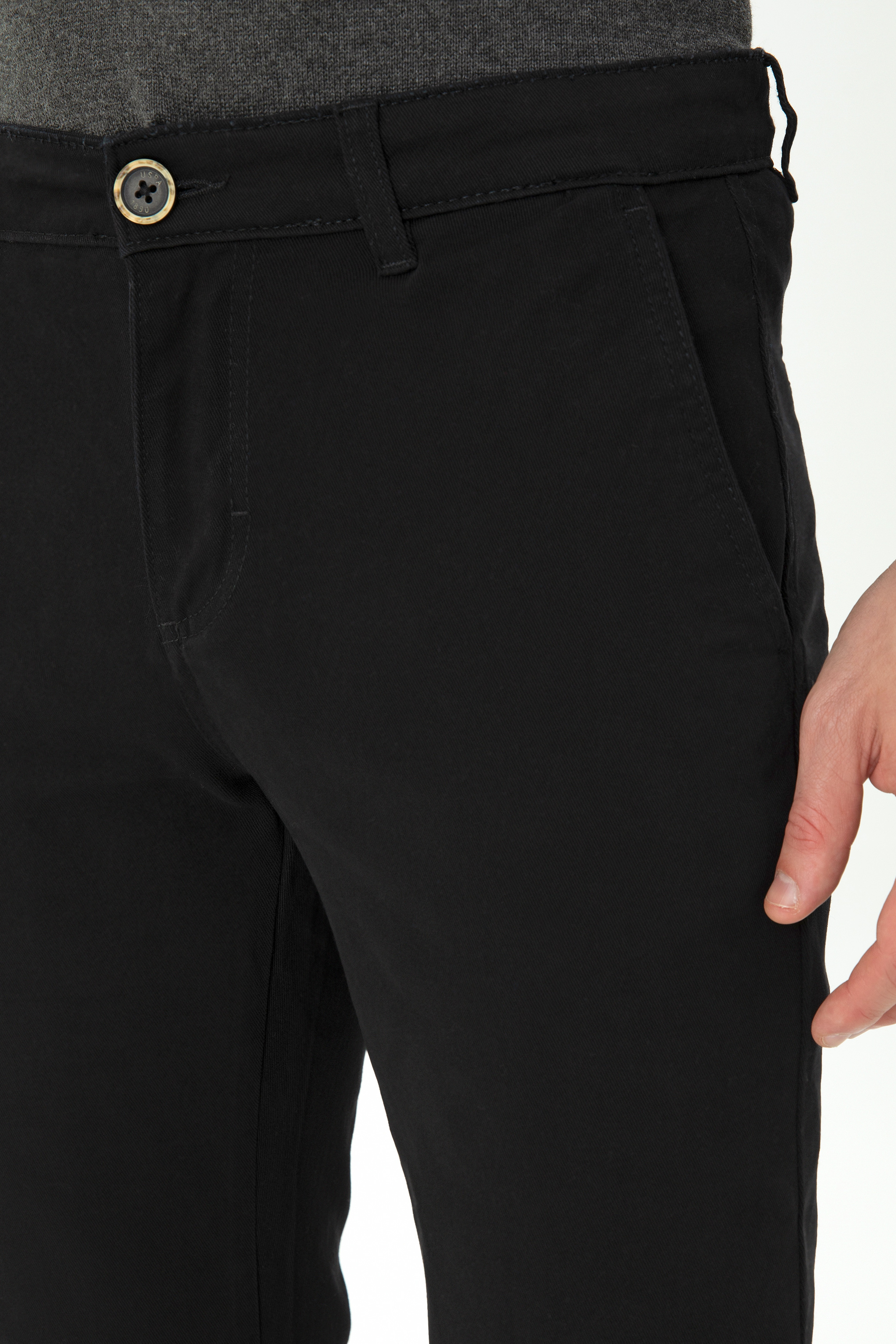 Erkek Slim Fit Siyah Kanvas Pantolon