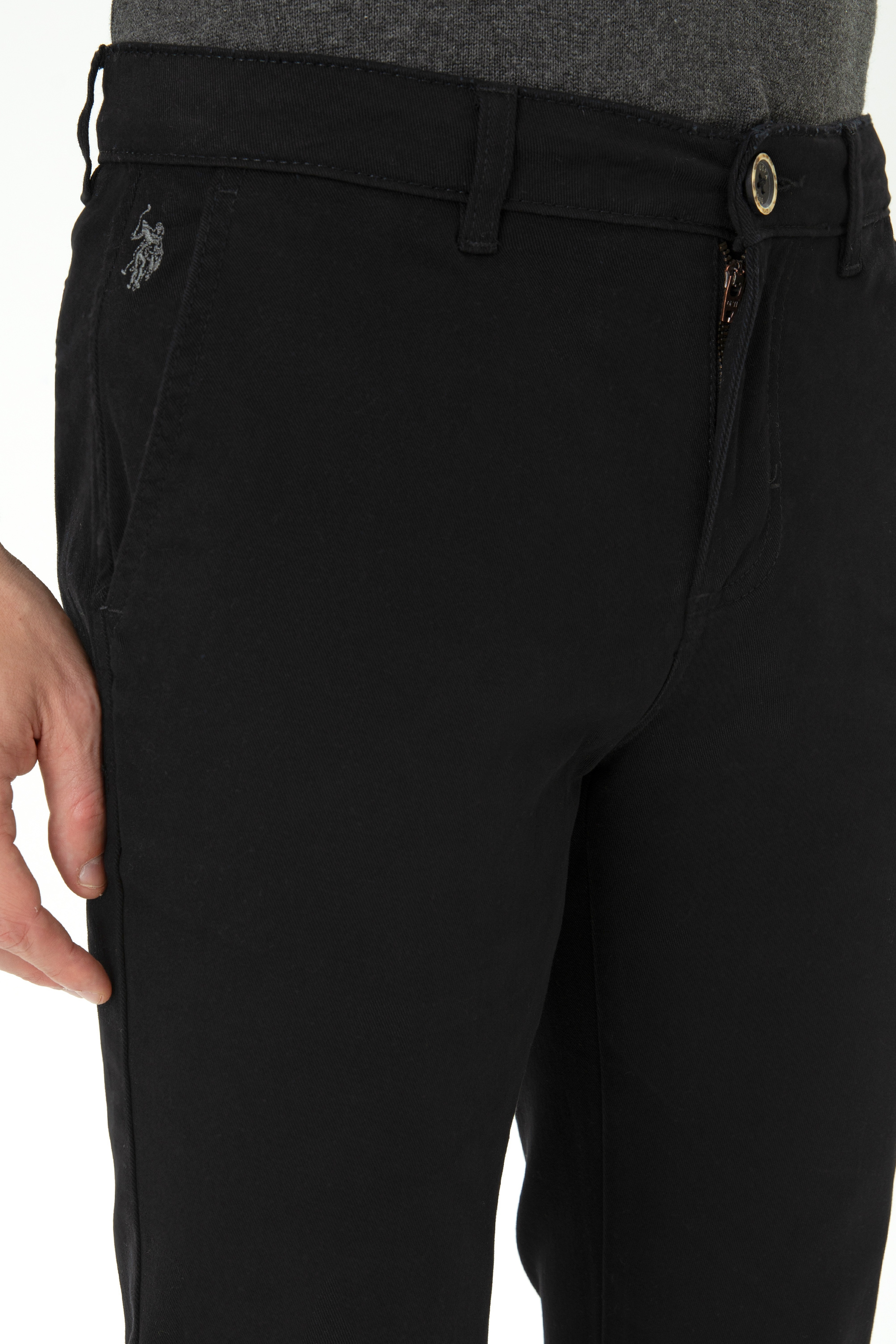 Erkek Slim Fit Siyah Kanvas Pantolon