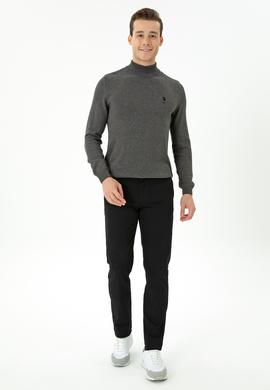 Erkek Slim Fit Siyah Kanvas Pantolon - 50271467274