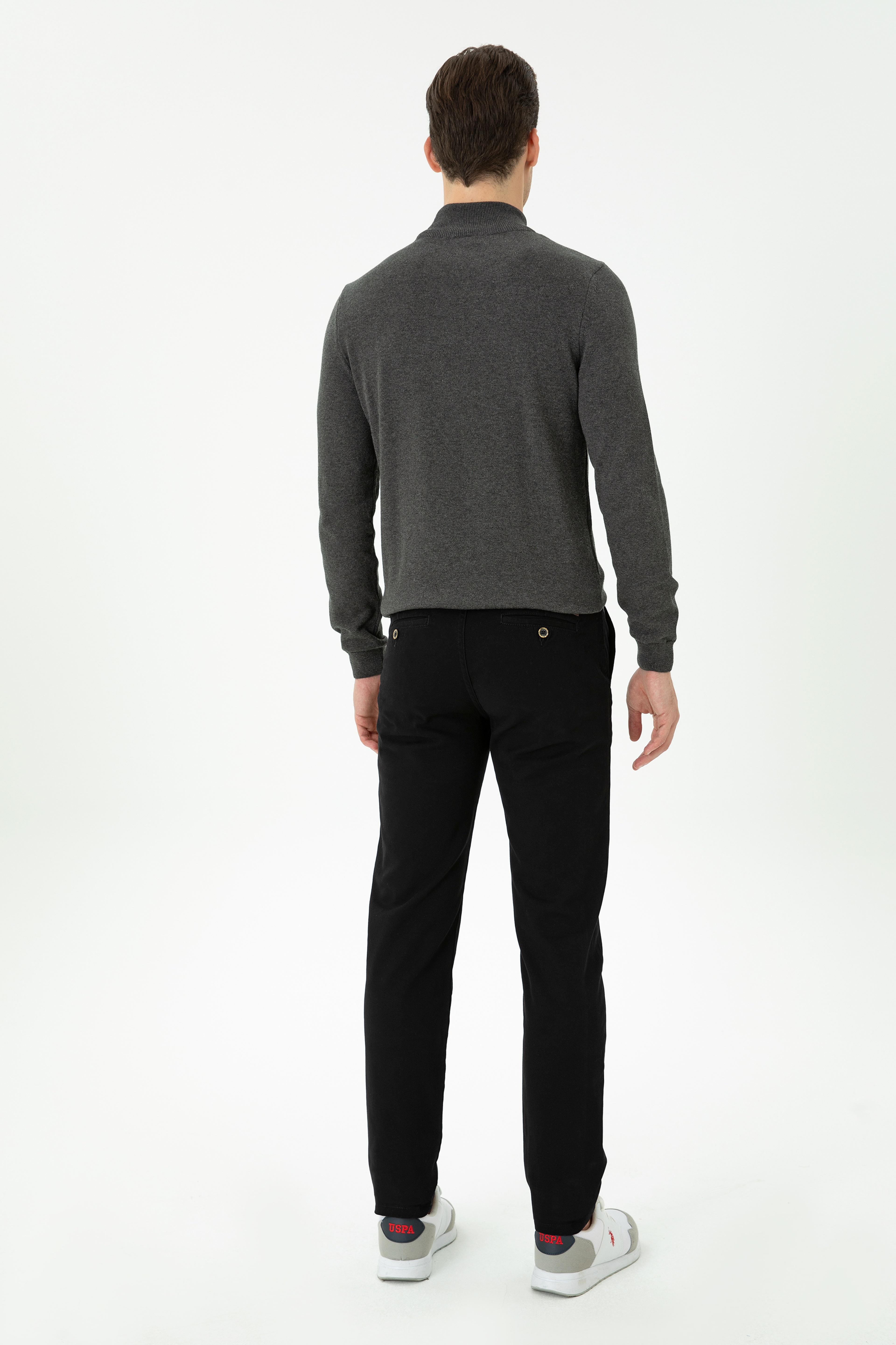 Erkek Slim Fit Siyah Kanvas Pantolon - Image 4