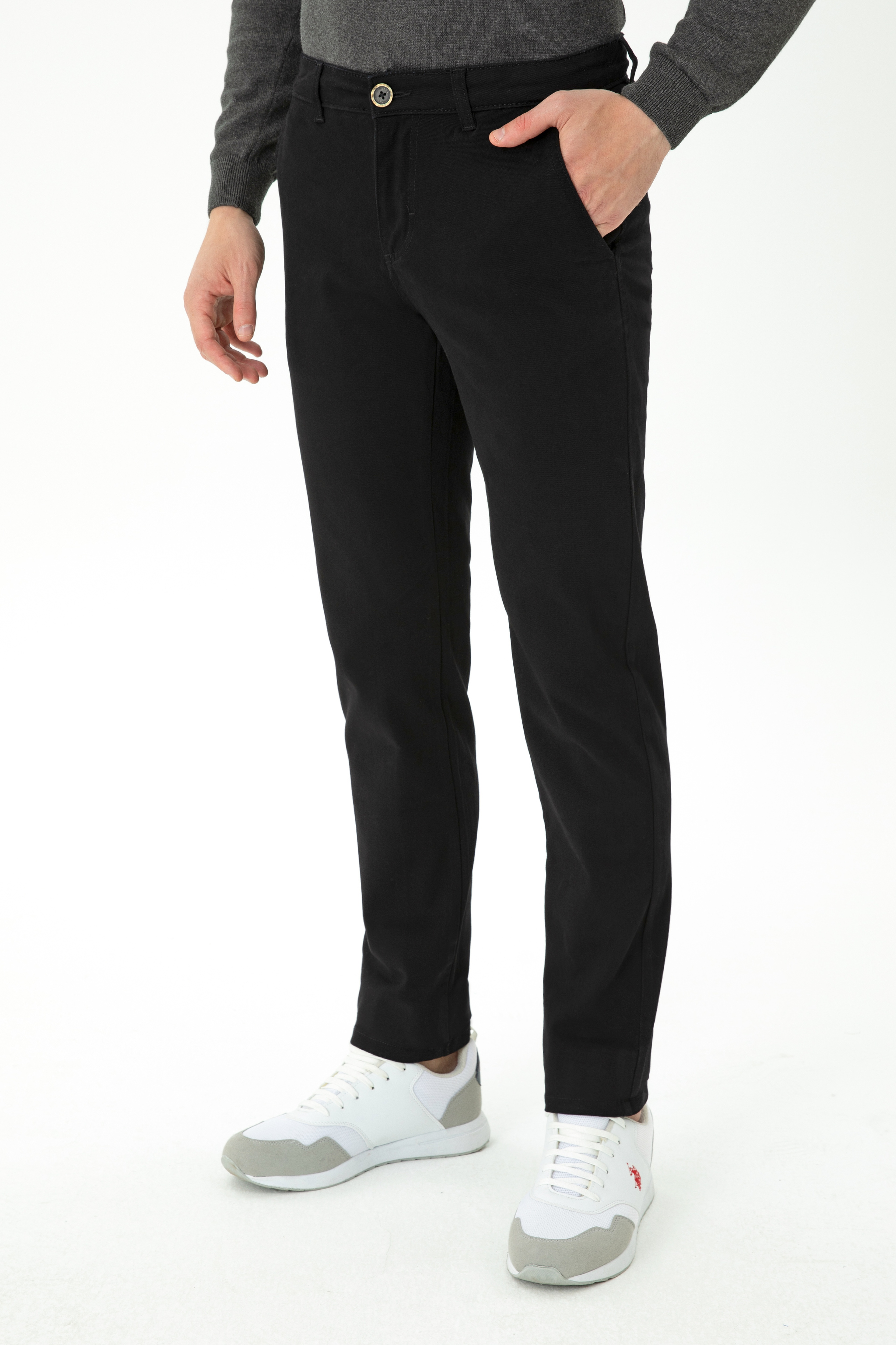 Erkek Slim Fit Siyah Kanvas Pantolon - Image 2