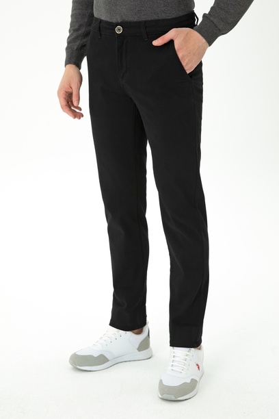 Erkek Slim Fit Siyah Kanvas Pantolon