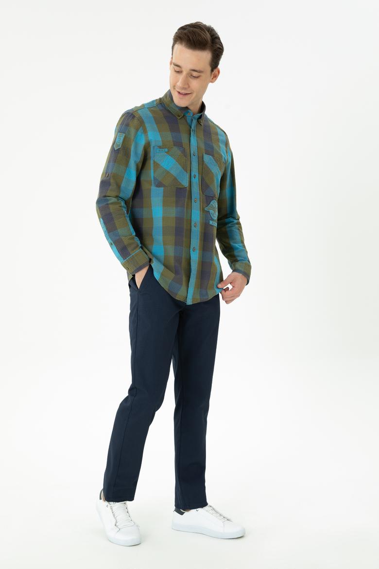 Erkek Regular Fit Lacivert Kanvas / Chino Pantolon