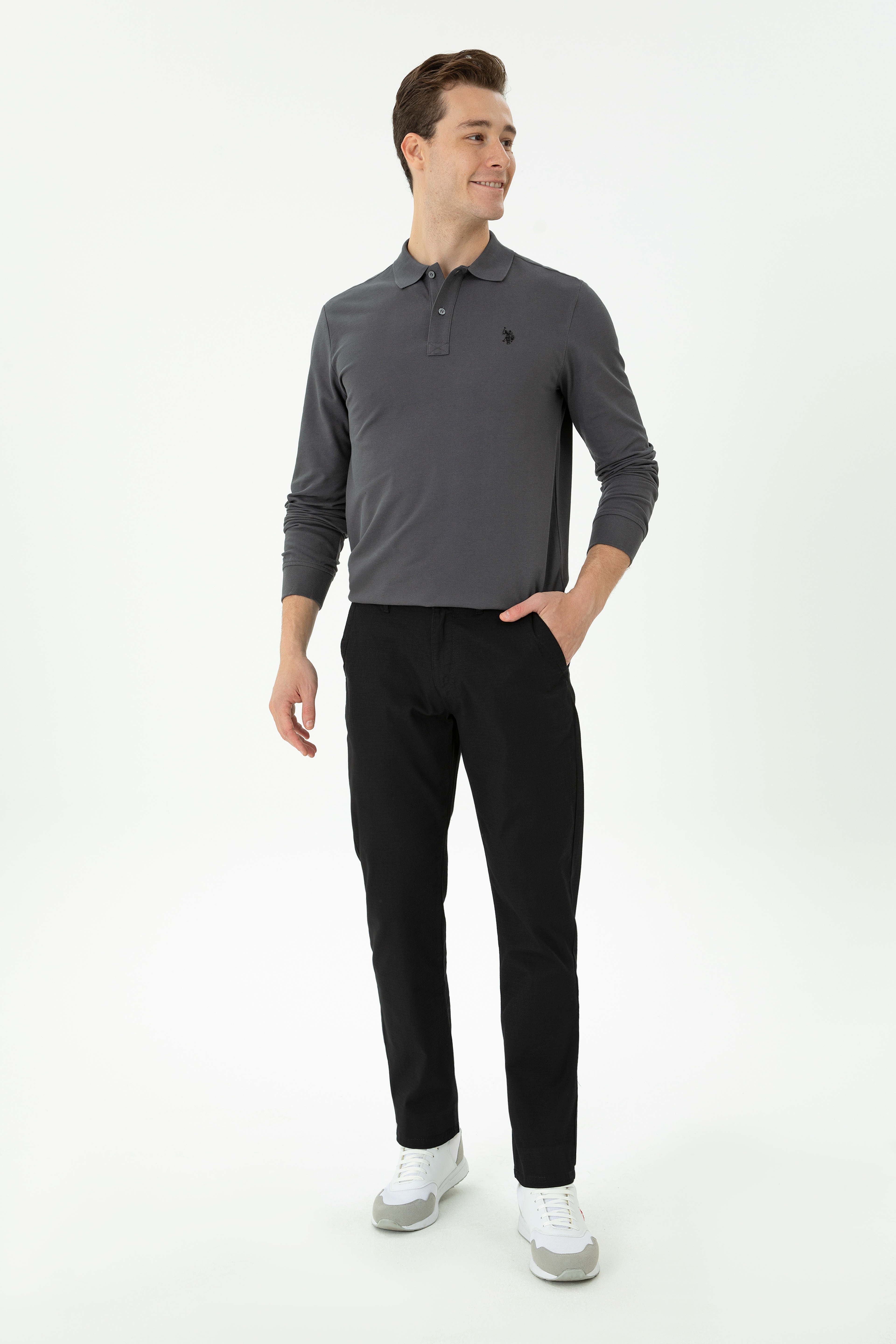 Erkek Regular Fit Siyah Kanvas Pantolon - Image 1