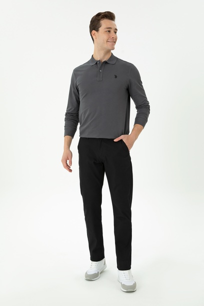 Erkek Regular Fit Siyah Kanvas Pantolon