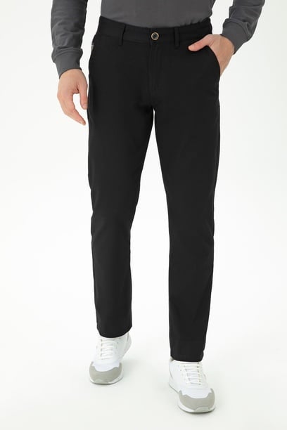 Erkek Regular Fit Siyah Kanvas Pantolon