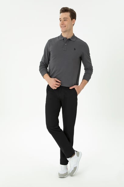 Erkek Regular Fit Siyah Kanvas Pantolon
