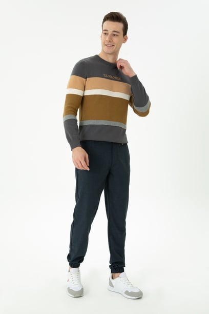 Erkek Jogger Fit Lacivert Kanvas Pantolon