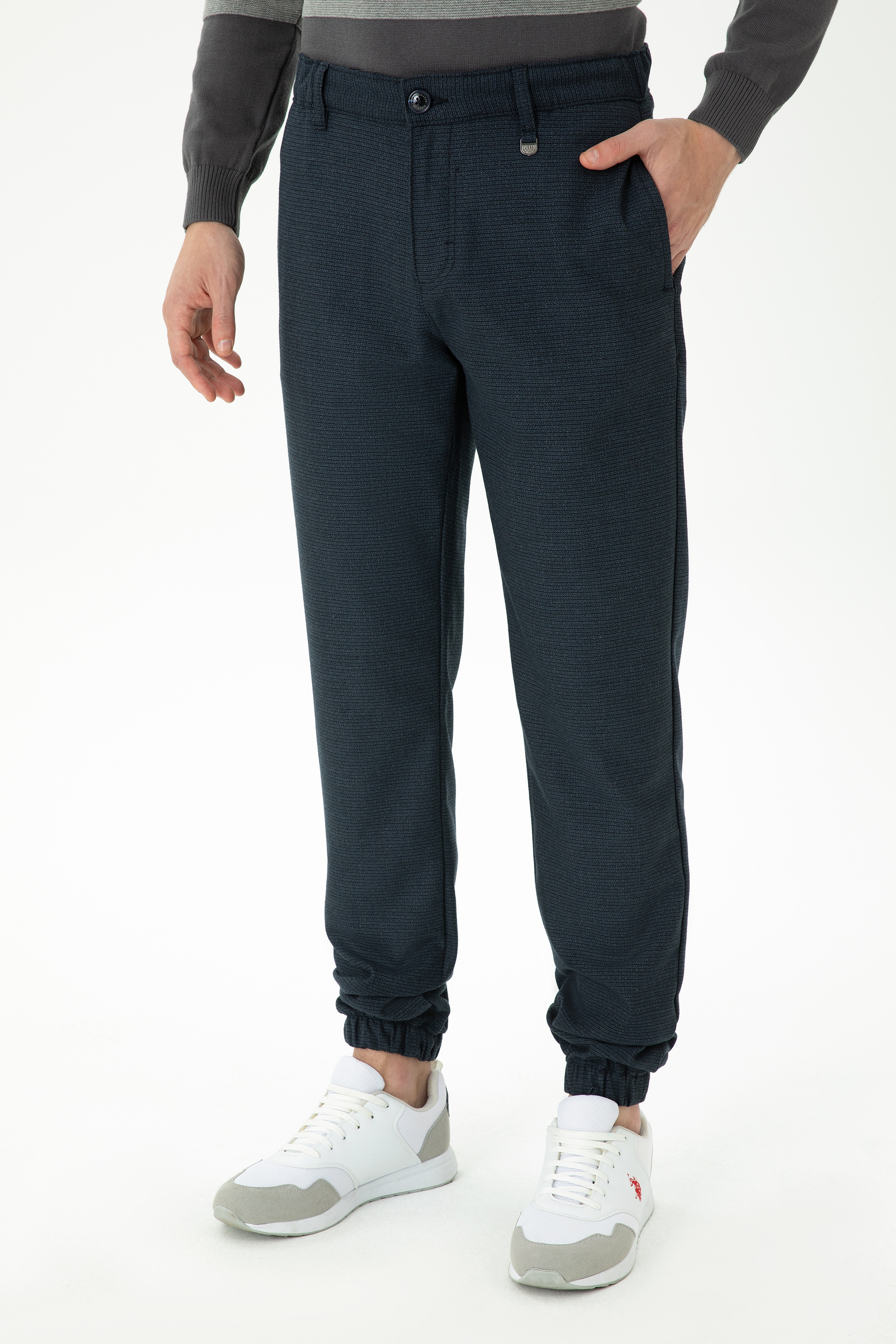 Erkek Jogger Fit Lacivert Kanvas Pantolon