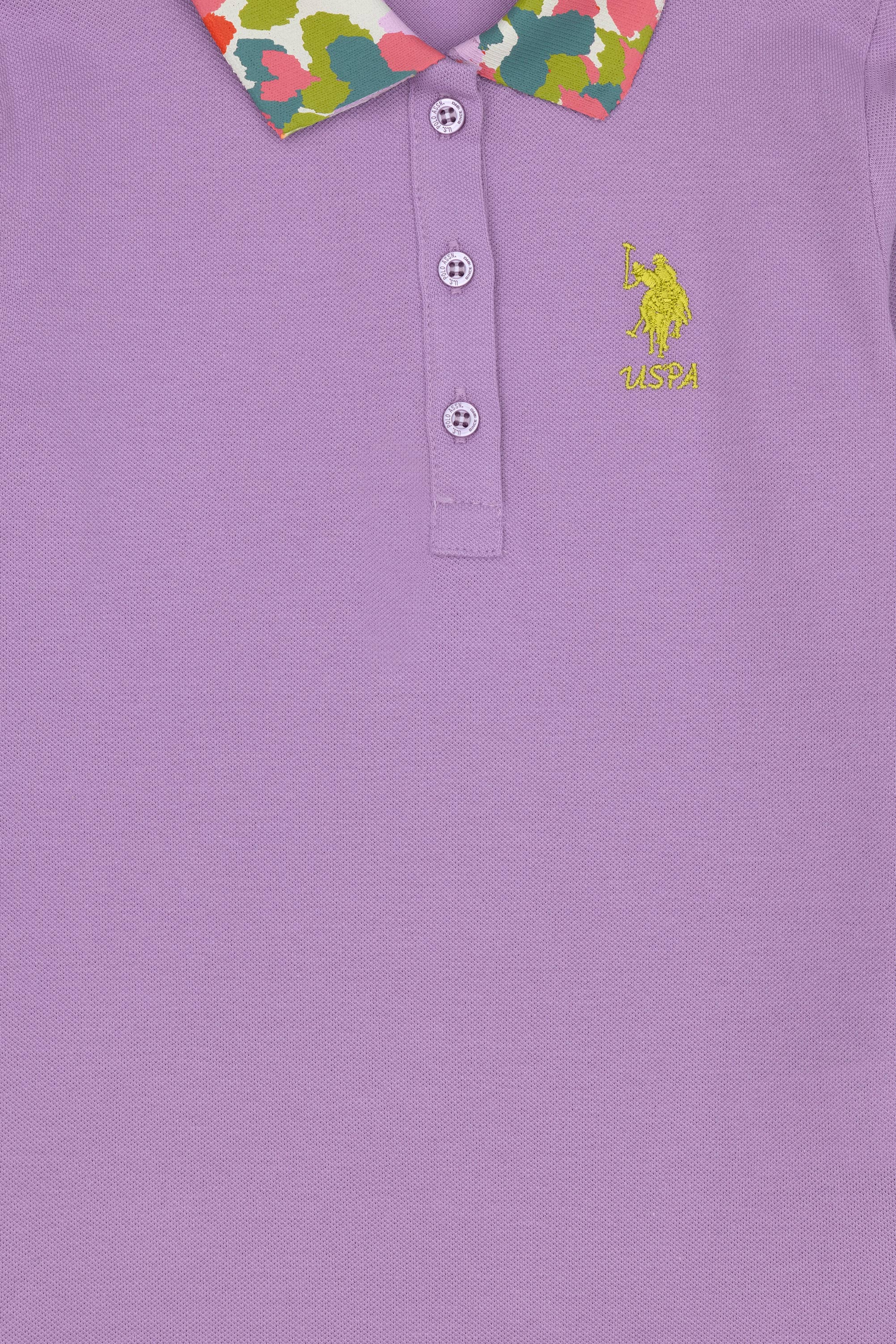 Kız Çocuk Lila Polo Yaka Basic Sweatshirt