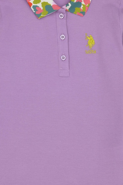 Kız Çocuk Lila Polo Yaka Basic Sweatshirt