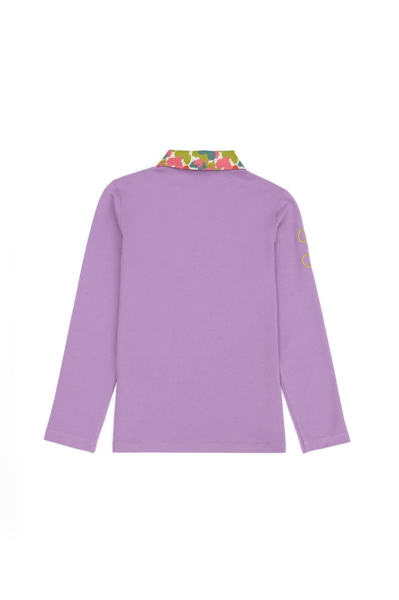Kız Çocuk Lila Polo Yaka Basic Sweatshirt