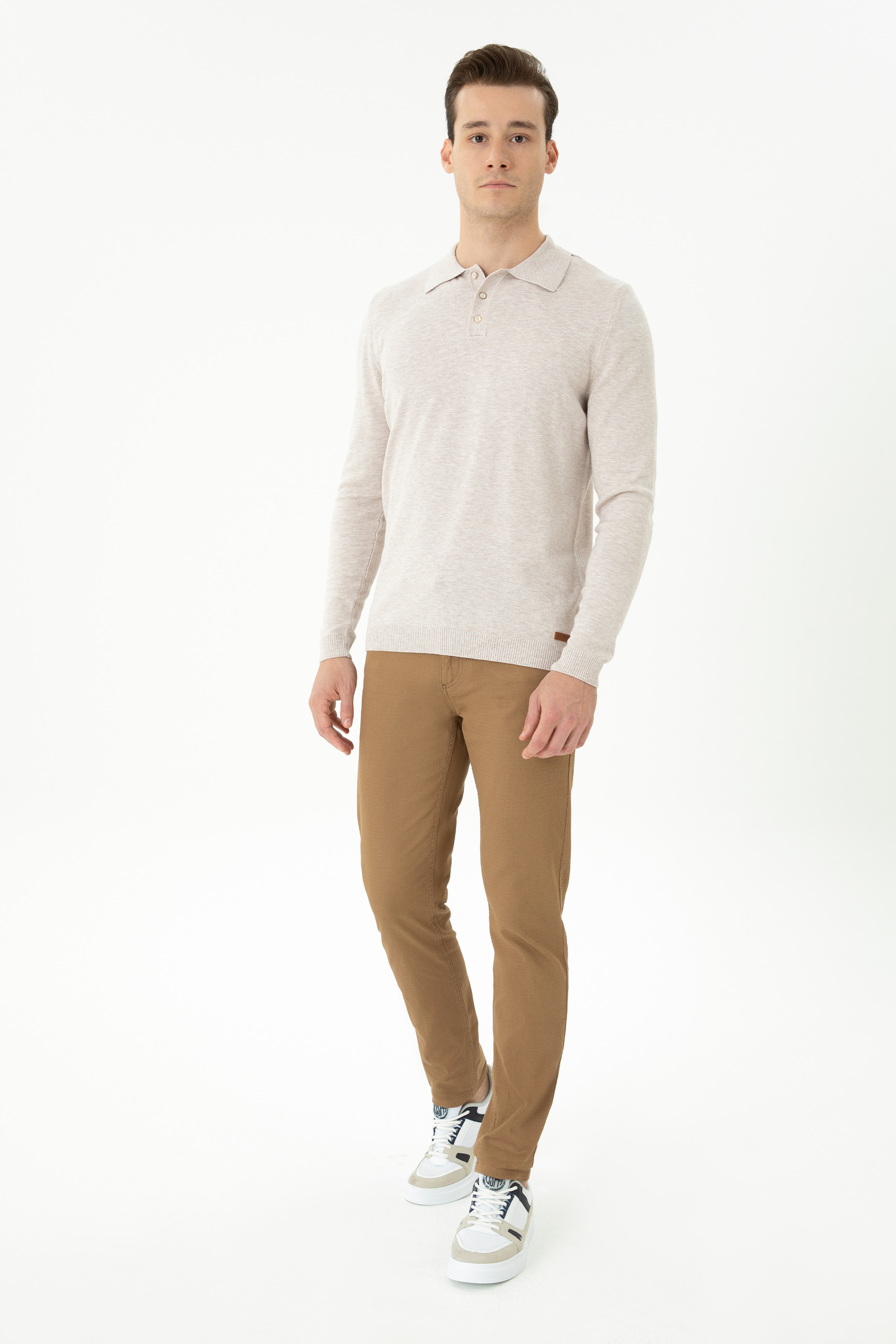 Erkek Slim Fit Camel Kanvas / Chino Pantolon - Image 3