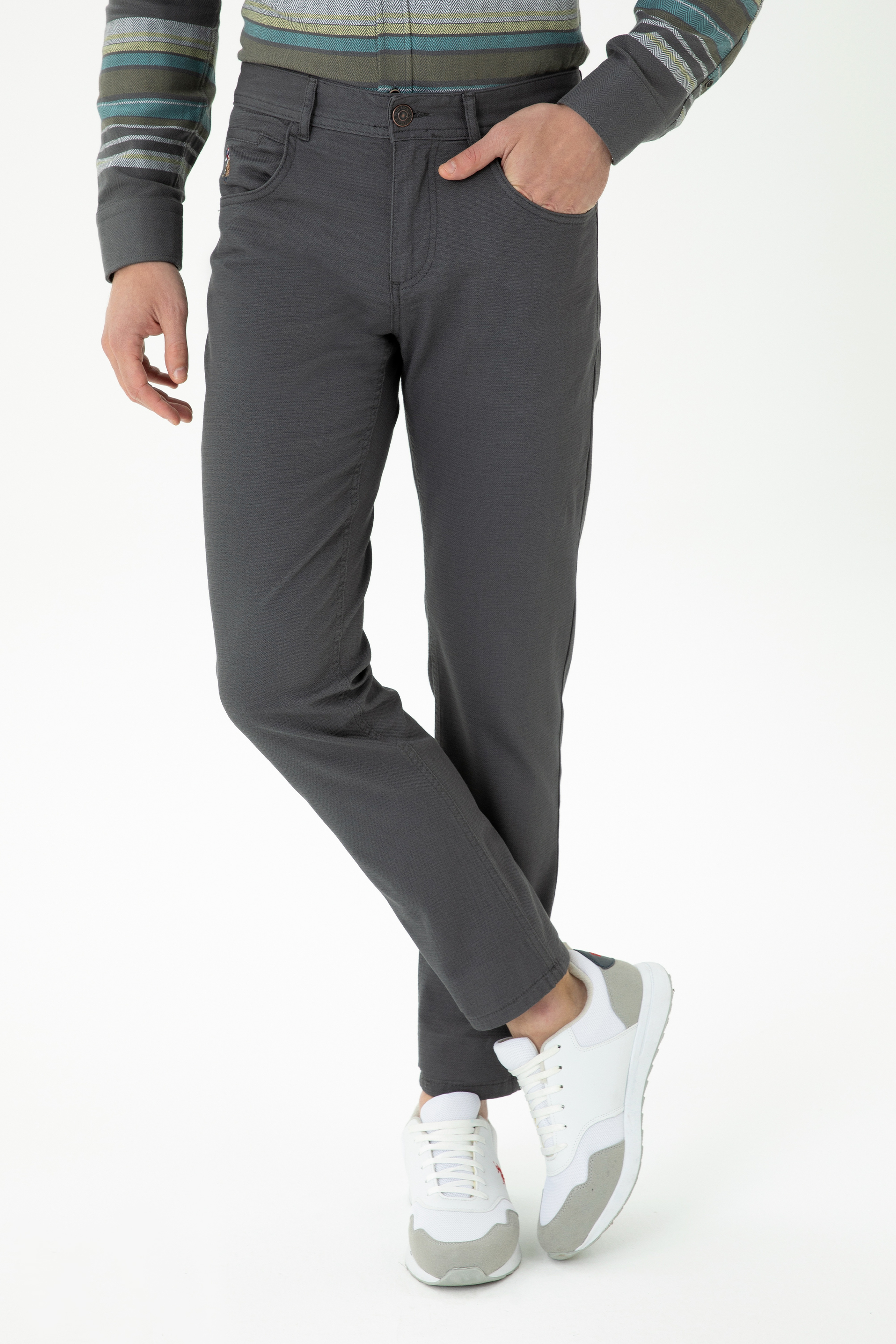 Erkek Slim Fit Antrasit Kanvas Pantolon - Image 2