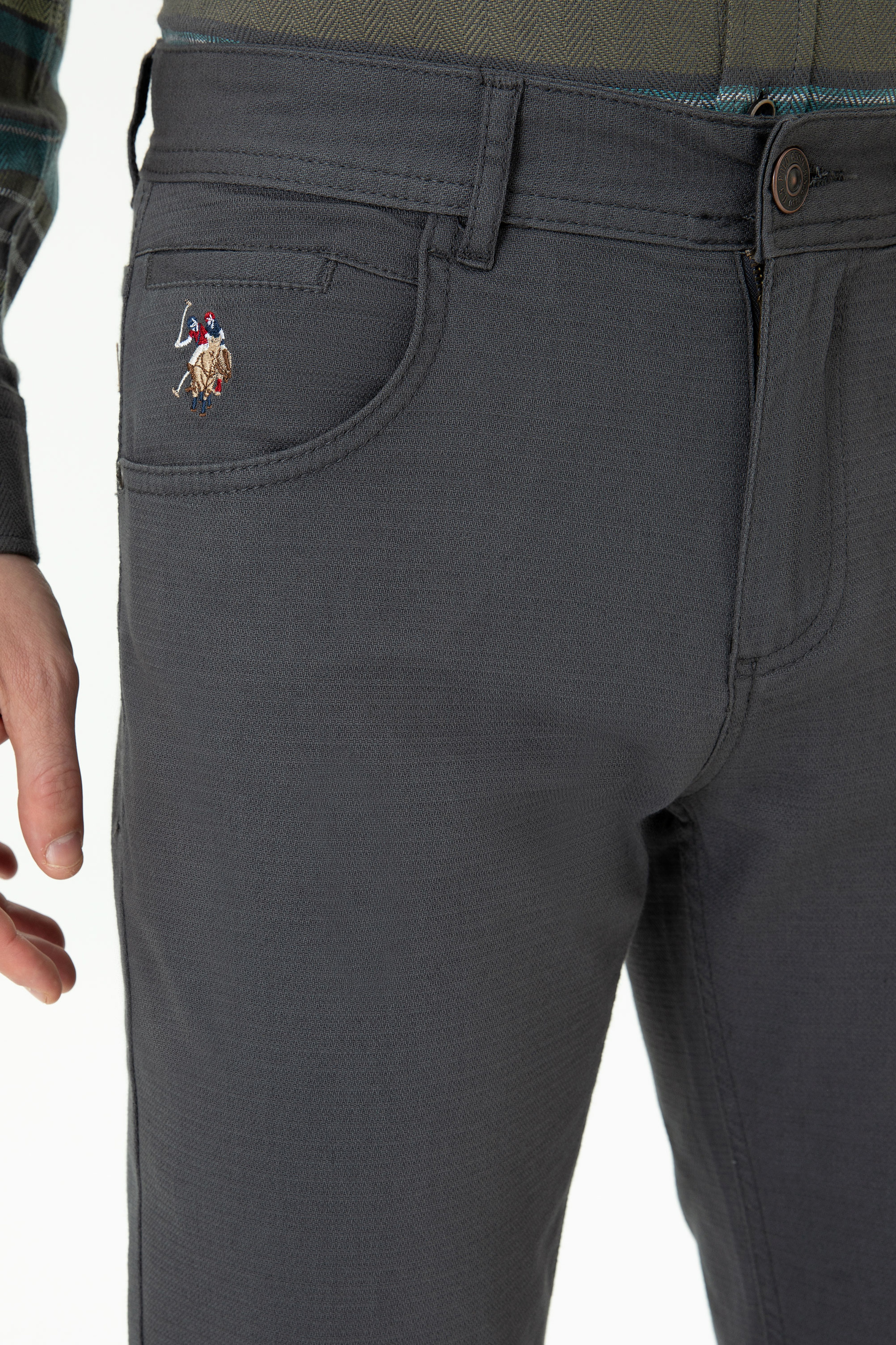 Erkek Slim Fit Antrasit Kanvas Pantolon