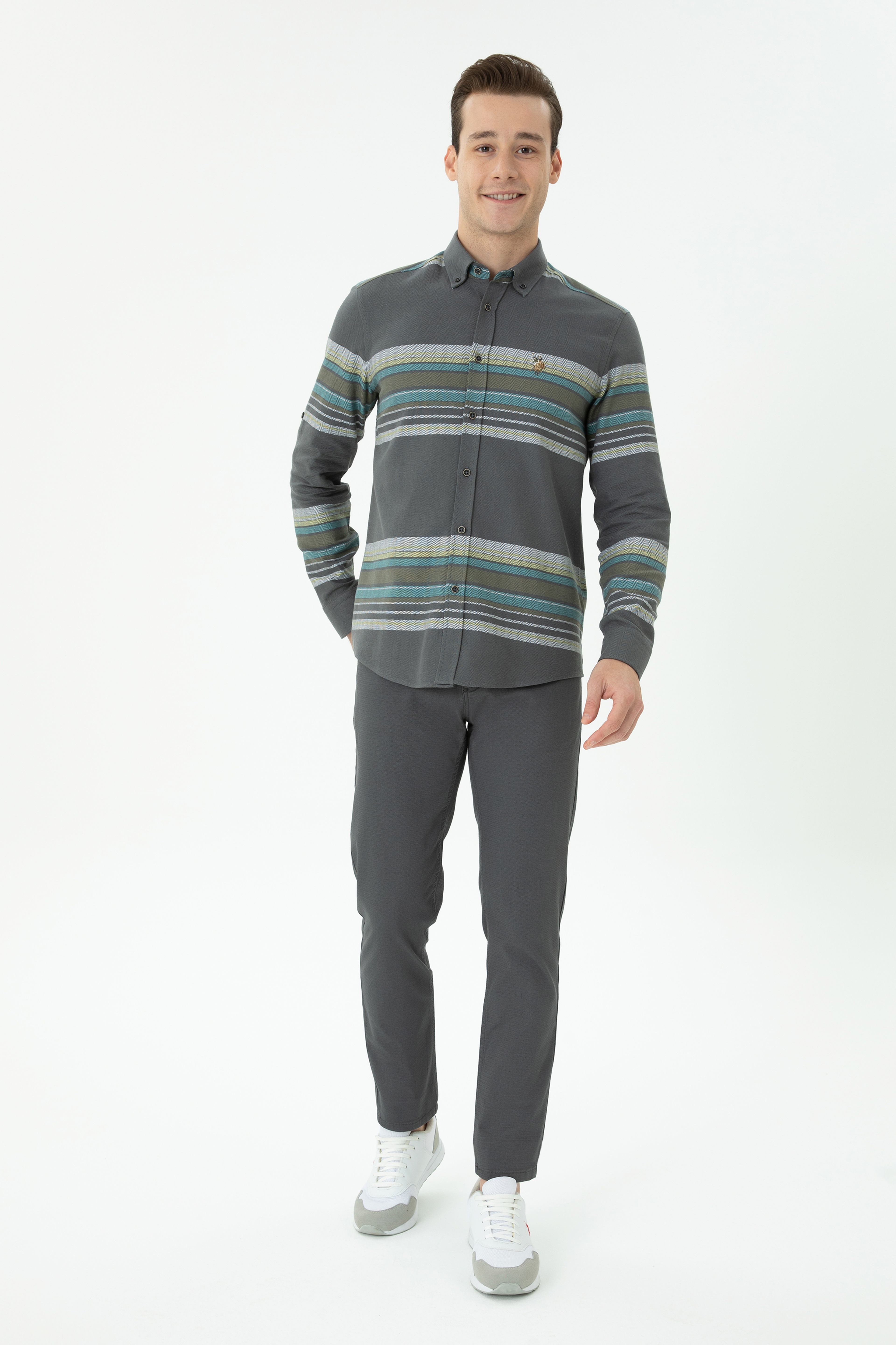 Erkek Slim Fit Antrasit Kanvas Pantolon - Image 3