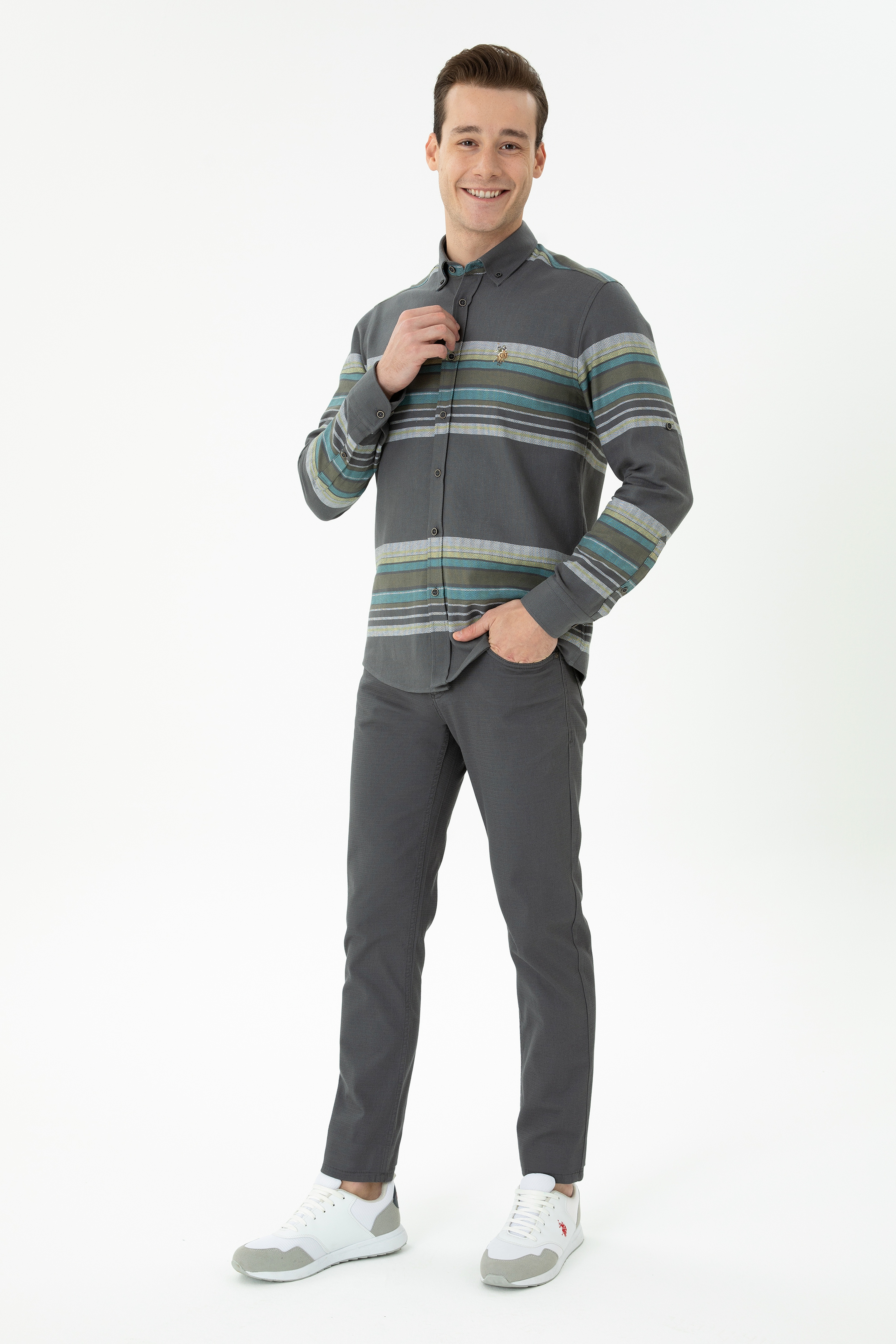 Erkek Slim Fit Antrasit Kanvas Pantolon - Image 1