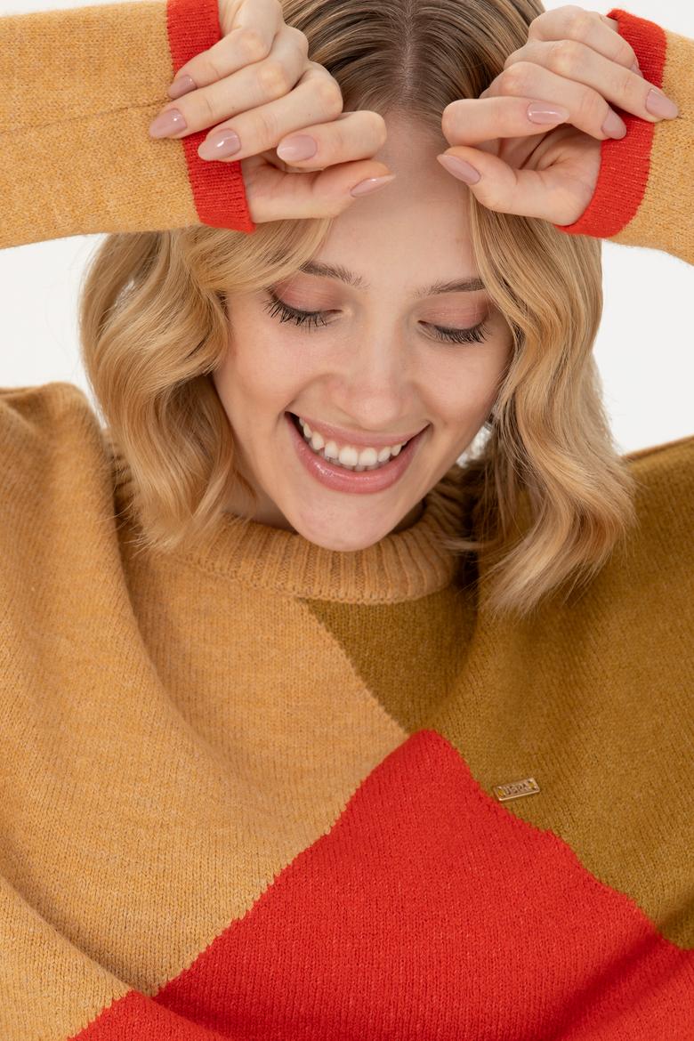 Kadın Kum Bisiklet Yaka Kazak - 50272033001