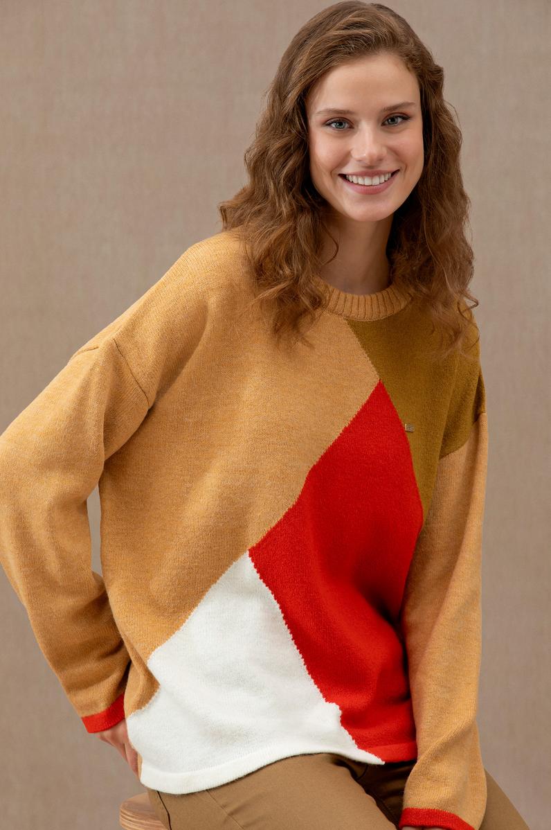 Kadın Kum Bisiklet Yaka Kazak