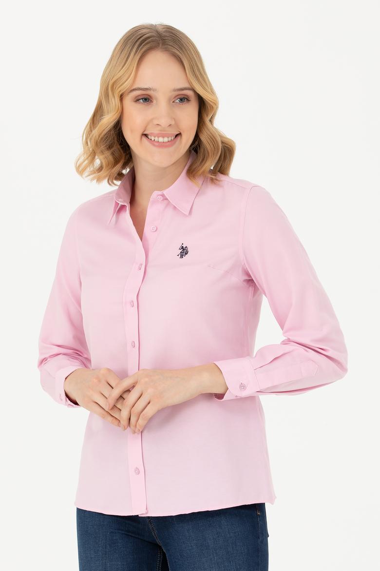 Kadın Lila Uzun Kollu Basic Gömlek