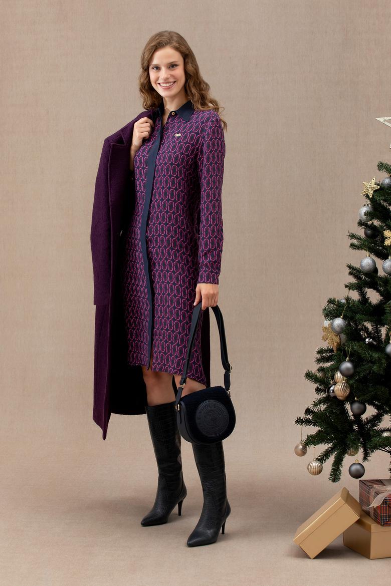 Kadın Lacivert Dokuma Elbise