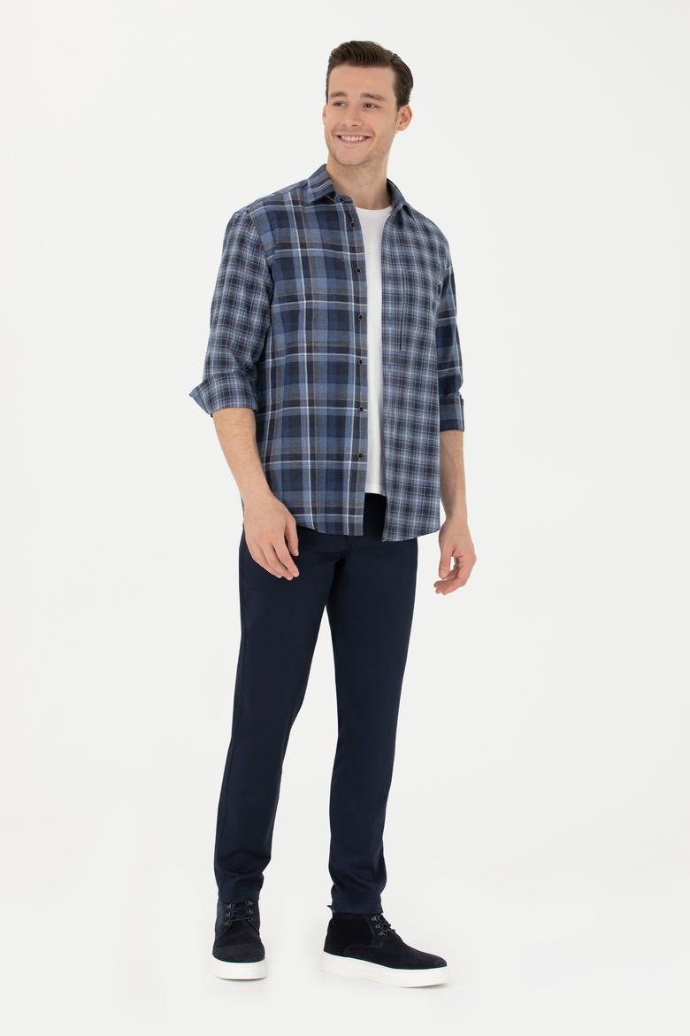 Erkek Lacivert Kanvas Pantolon