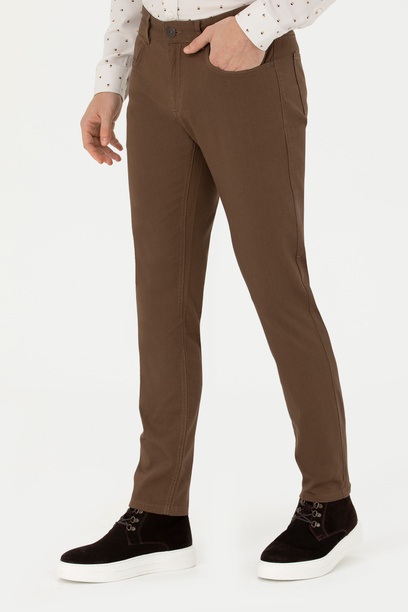 Erkek Slim Fit Coconut Kanvas Pantolon