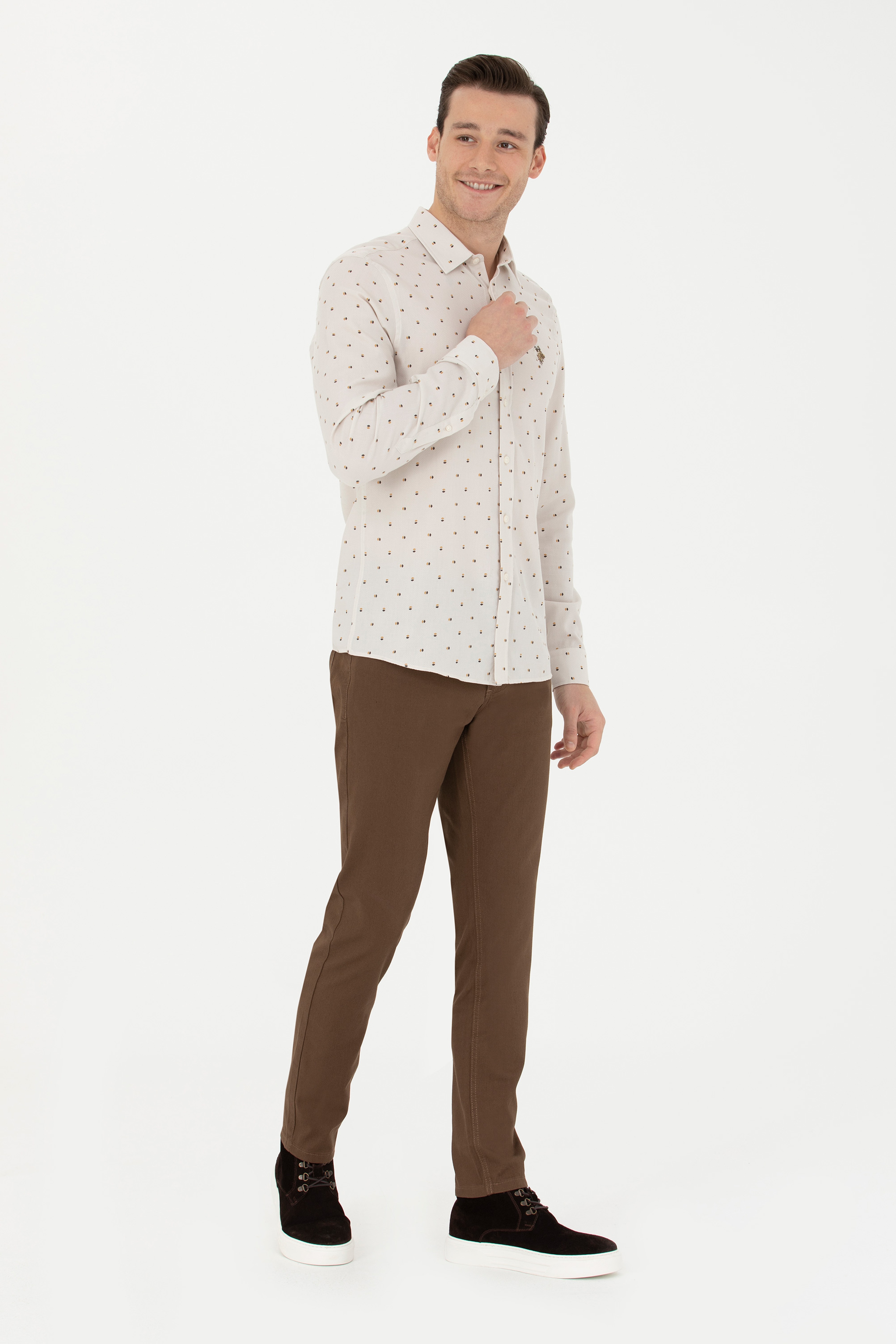 Erkek Slim Fit Coconut Kanvas Pantolon - Image 1