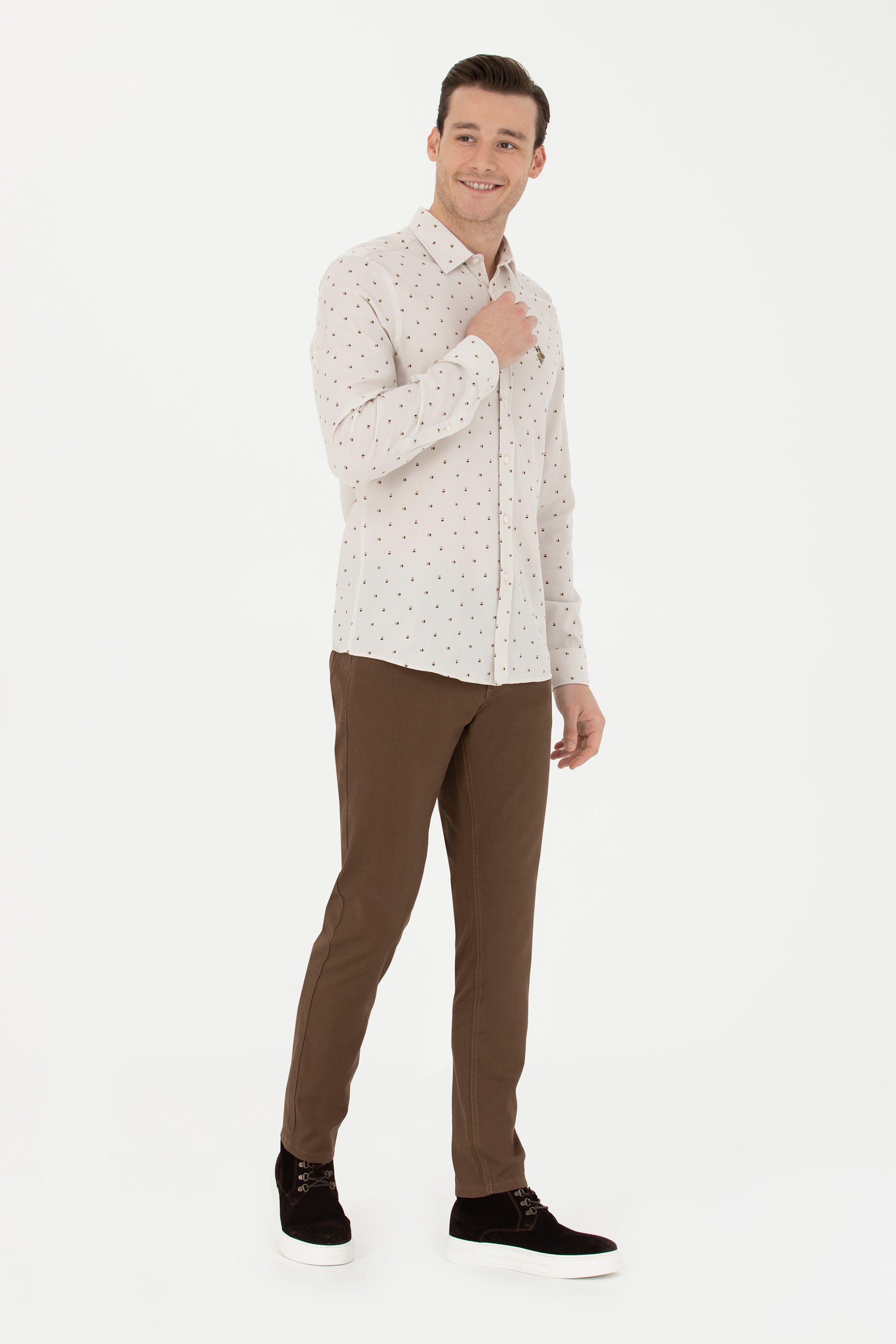 Erkek Slim Fit Coconut Kanvas Pantolon