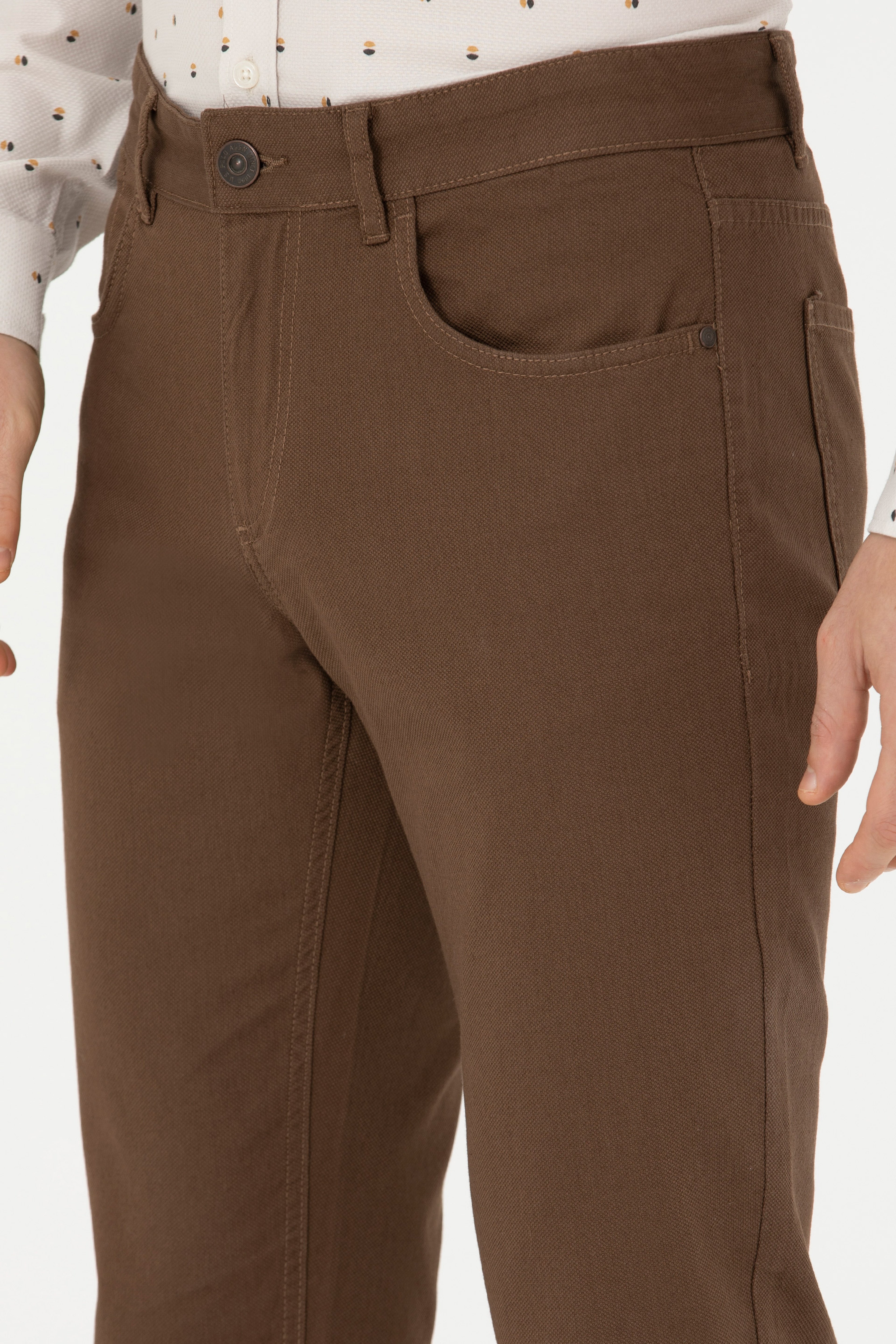 Erkek Slim Fit Coconut Kanvas Pantolon - Image 6
