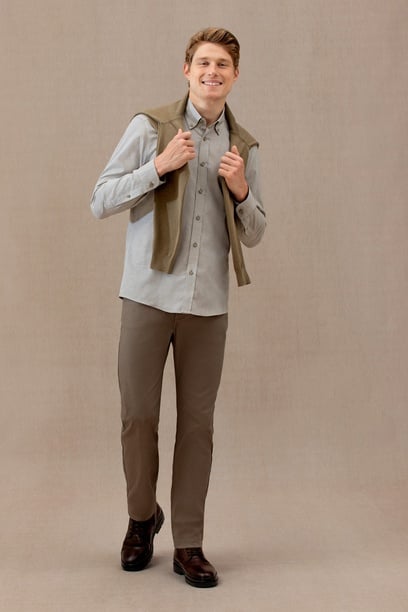 Erkek Slim Fit Coconut Kanvas / Chino Pantolon