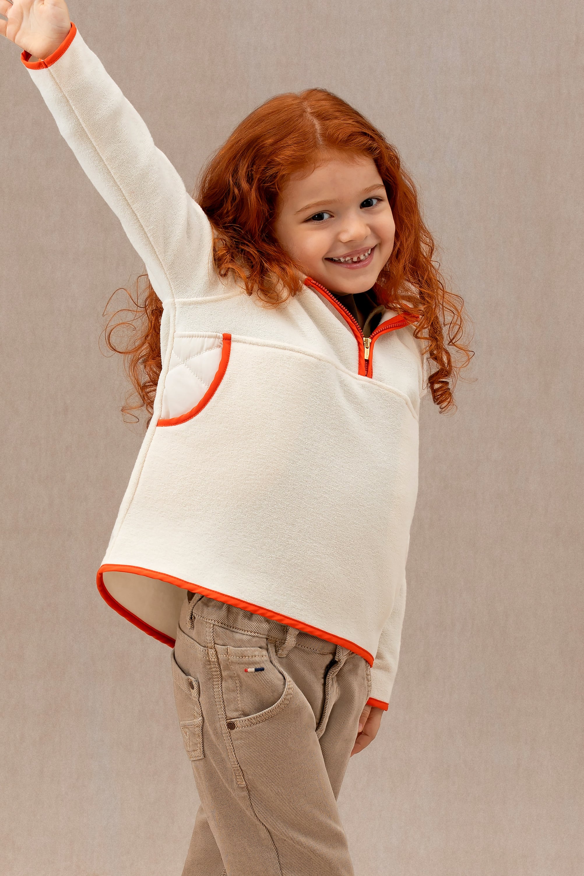 Kız Çocuk Taş Yarım Fermuarlı Polar Sweatshirt - Image 1