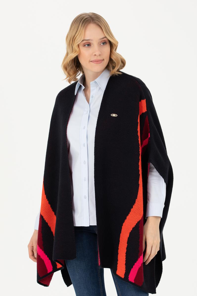 Kadın Lacivert Triko Panço