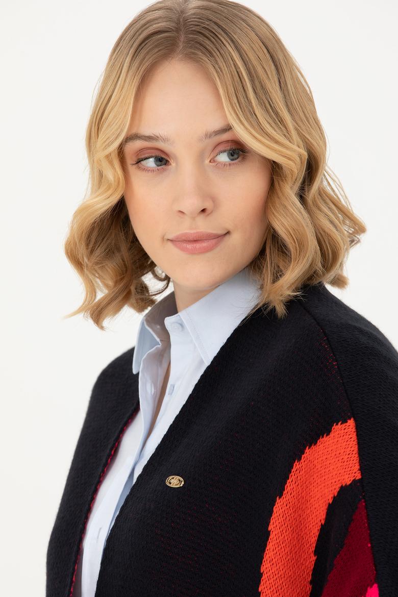 Kadın Lacivert Triko Panço - 50270458001