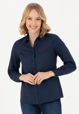 Kadın Lacivert Uzun Kollu Basic Gömlek - 50277630026