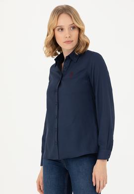 Kadın Lacivert Uzun Kollu Basic Gömlek - 50277630026