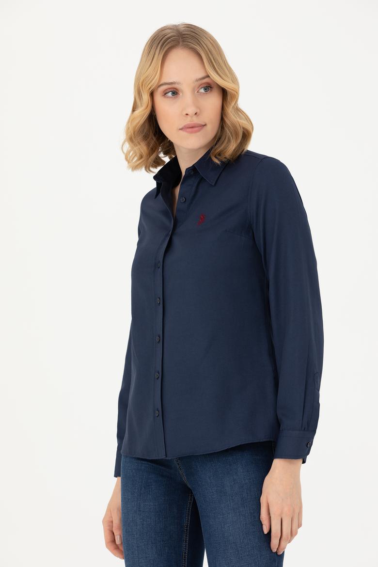 Kadın Lacivert Uzun Kollu Basic Gömlek - 50277630026