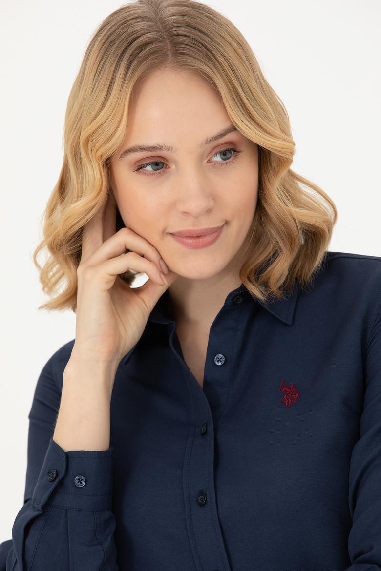 Kadın Lacivert Uzun Kollu Basic Gömlek - 50277630026