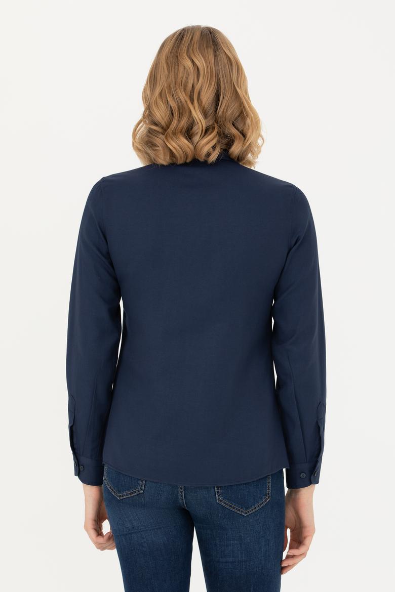 Kadın Lacivert Uzun Kollu Basic Gömlek - 50277630026