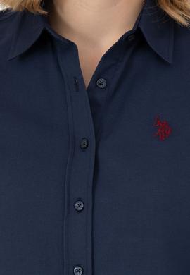 Kadın Lacivert Uzun Kollu Basic Gömlek - 50277630026