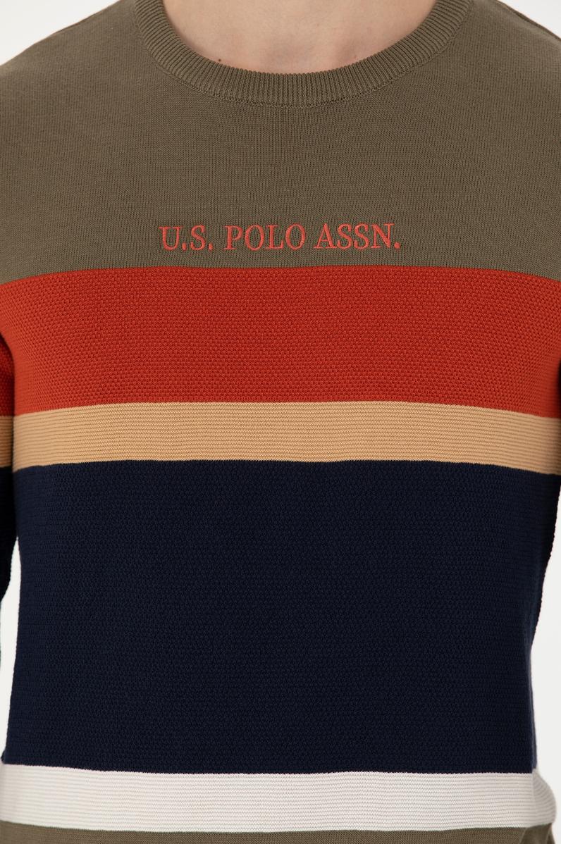 Erkek Haki Bisiklet Yaka Kazak