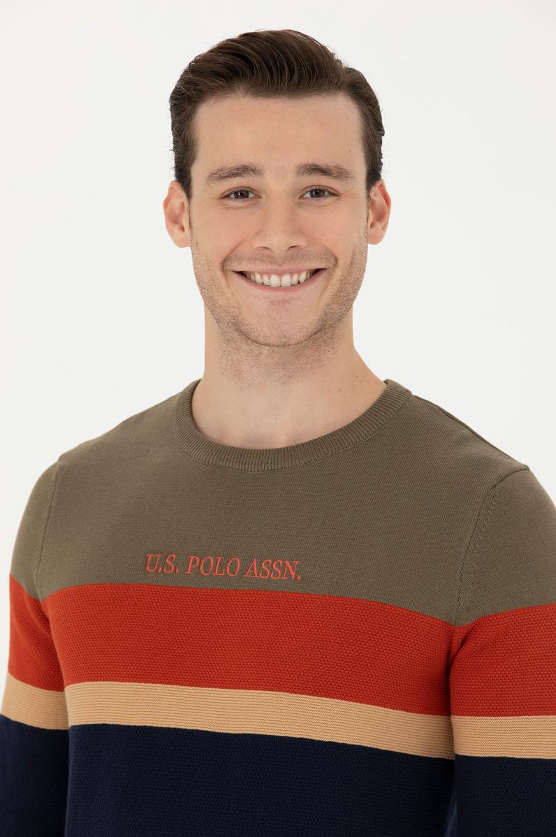 Erkek Haki Bisiklet Yaka Kazak