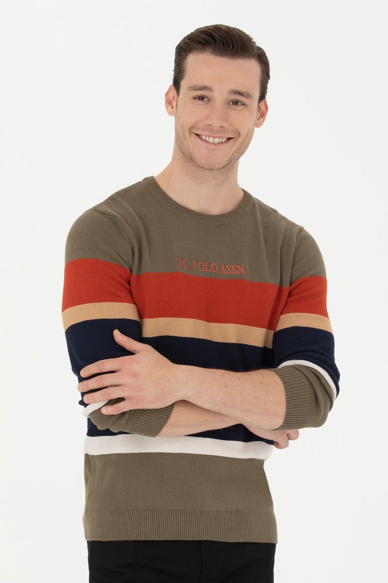 Erkek Haki Bisiklet Yaka Kazak