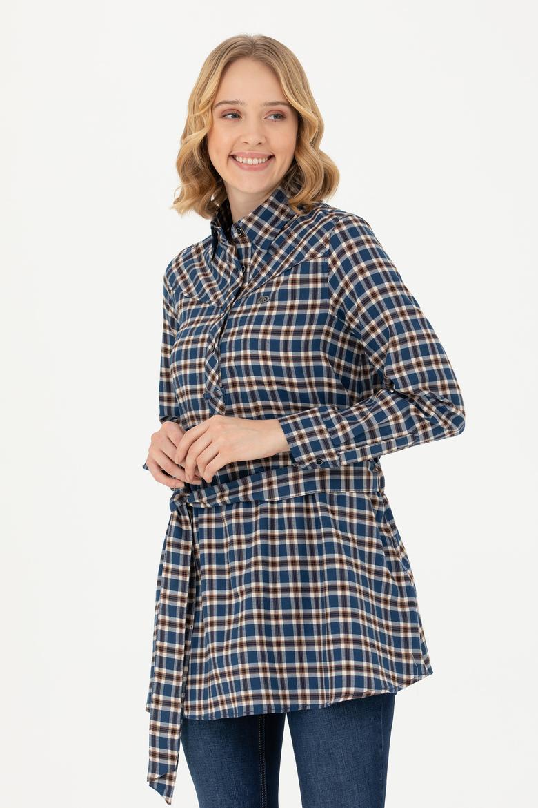 Kadın Lacivert Uzun Kollu Gömlek
