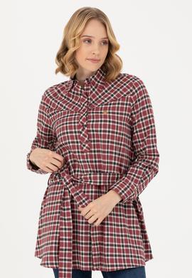 Kadın Bordo Uzun Kollu Tunik Gömlek - 50271513027