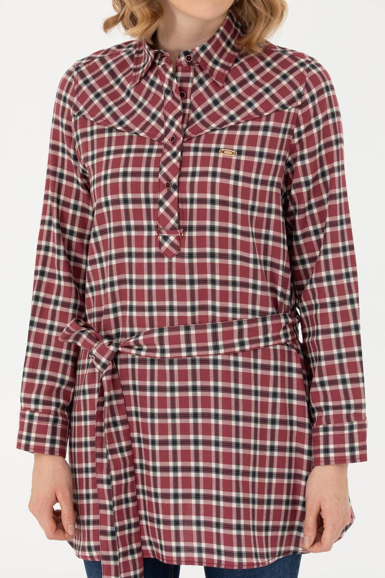 Kadın Bordo Uzun Kollu Tunik Gömlek - 50271513027