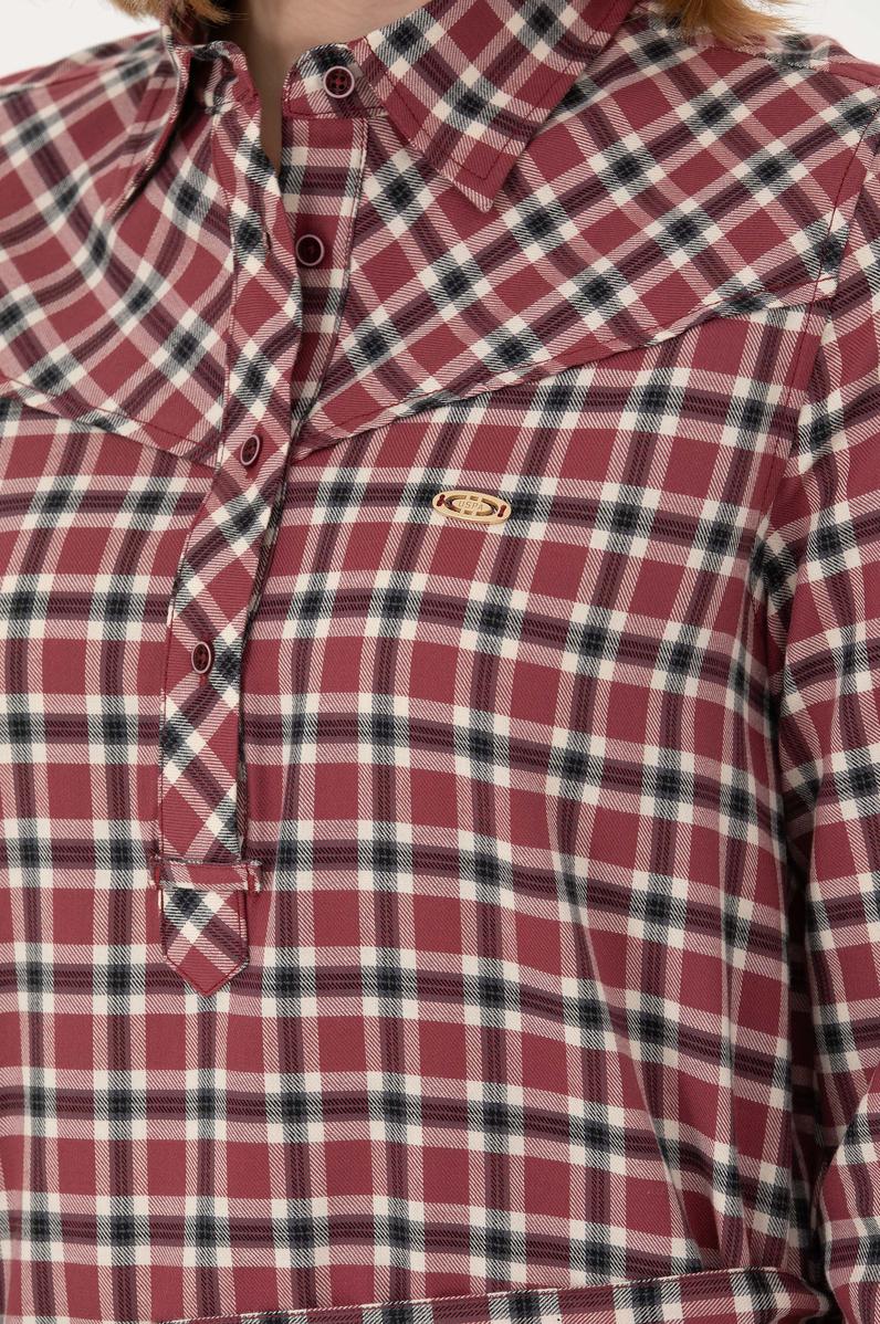 Kadın Bordo Uzun Kollu Tunik Gömlek