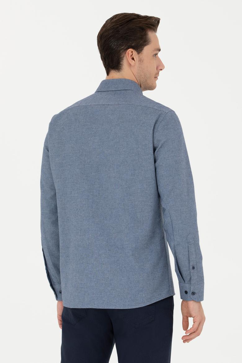 Erkek Lacivert Uzun Kollu Gömlek - 50276574019